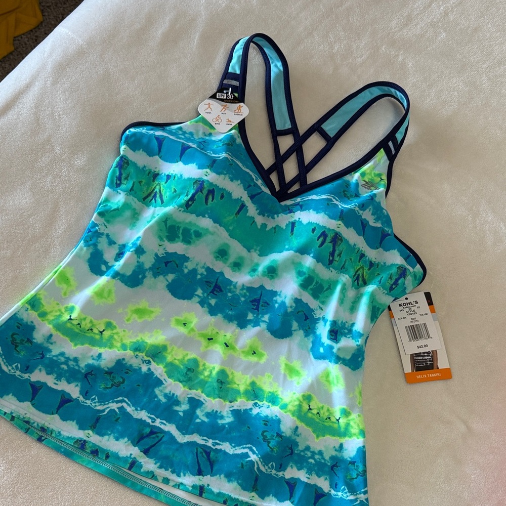 NWT ZeroXposur Aqua and Lime Women's One Piece Swimsuit